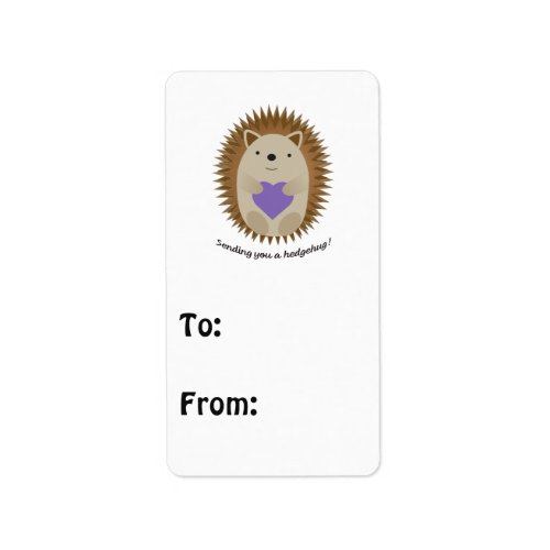 Sending You a Hedgehug Hedgehog Label
