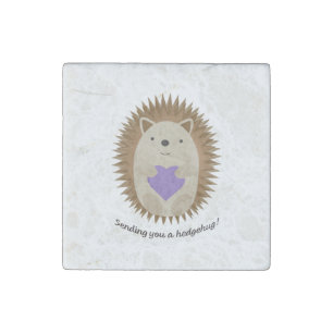 Sending You a Hedgehug Hedgehog  Stone Magnet