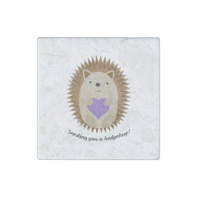 Sending You a Hedgehug Hedgehog  Stone Magnet (Front)