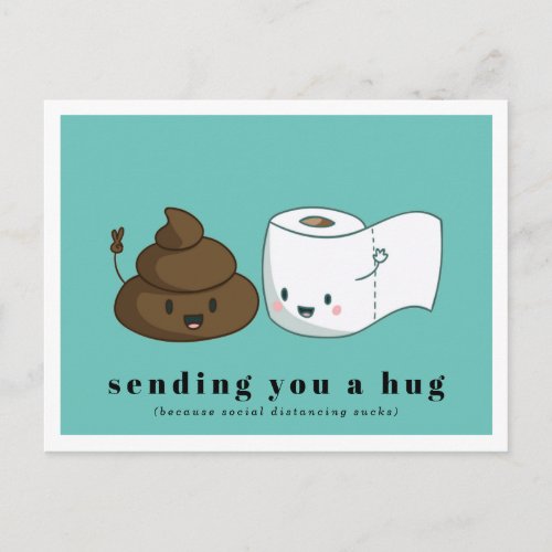 Sending You a Hug  Kawaii Toilet Paper  Poop Postcard