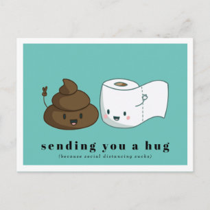 Sending You a Hug Kawaii Toilet Paper & Poop Postcard