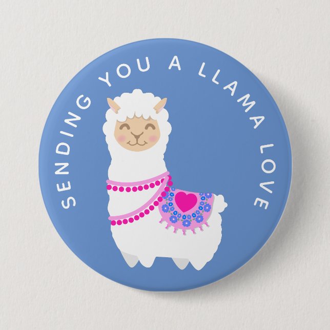 Sending you a Llama love pun Button (Front)
