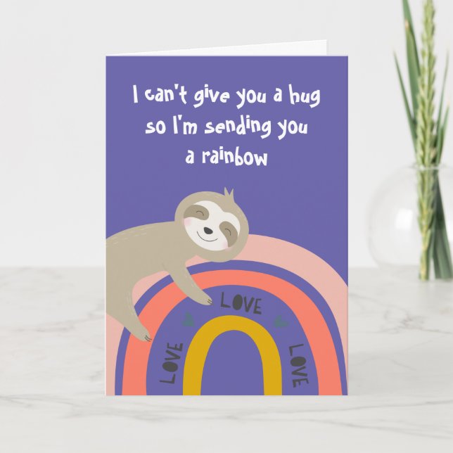 Sending You A Rainbow Sloth Distance Hug Card (Front)