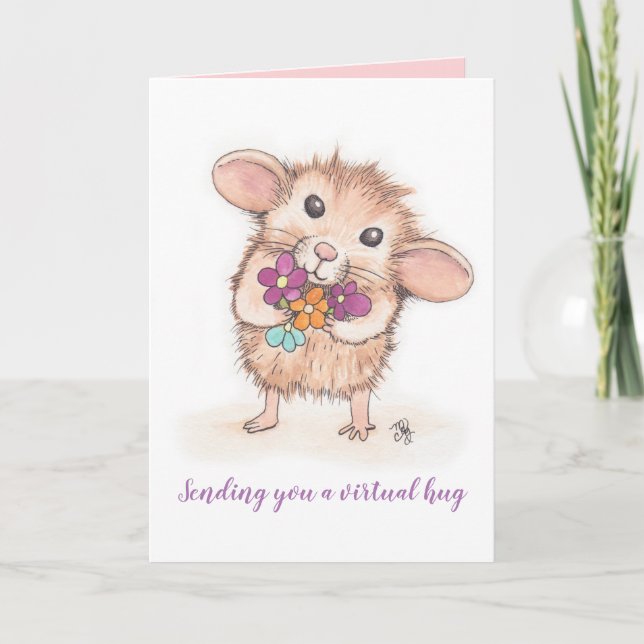 Sending You a Virtual Hug Mouse Greeting Card (Front)