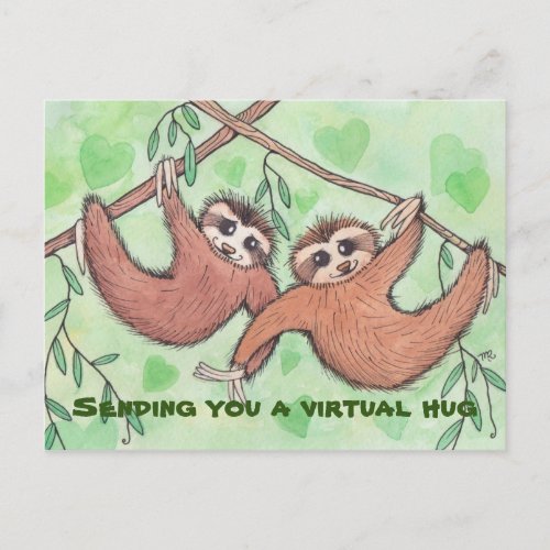 Sending You a Virtual Hug Sloth Postcard