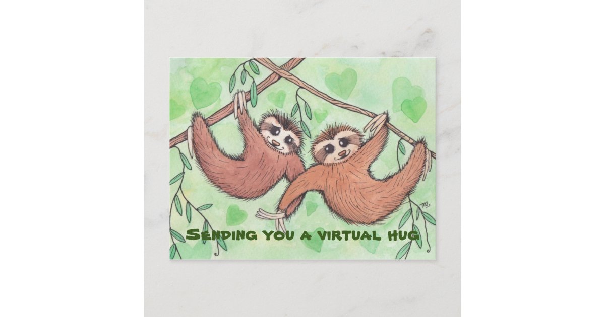 Sending You a Virtual Hug Sloth Postcard | Zazzle