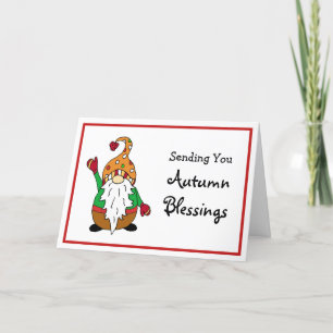 Sending you Autumn Blessings, Cute Fall Gnome Card