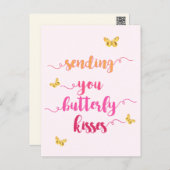 Sending You Butterfly Kisses  Cute Pink Postcard (Front/Back)