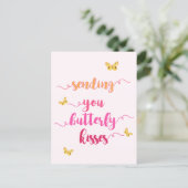 Sending You Butterfly Kisses  Cute Pink Postcard (Standing Front)