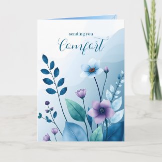 Sending you Comfort Blue Flower Leaves Sympathy