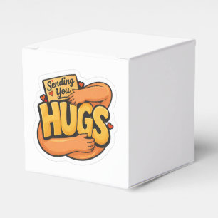 Sending You Hugs Sticker - Cute Cartoon Hugging Favor Boxes