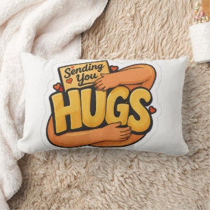 Sending You Hugs Sticker - Cute Cartoon Hugging Lumbar Pillow