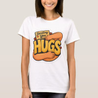 Sending You Hugs Sticker - Cute Cartoon Hugging