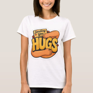 Sending You Hugs Sticker - Cute Cartoon Hugging T-Shirt