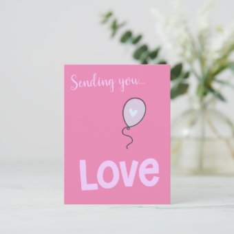 Sending you Love - Cute Balloon Postcard | Zazzle