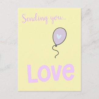 Sending you Love - Cute Balloon Postcard