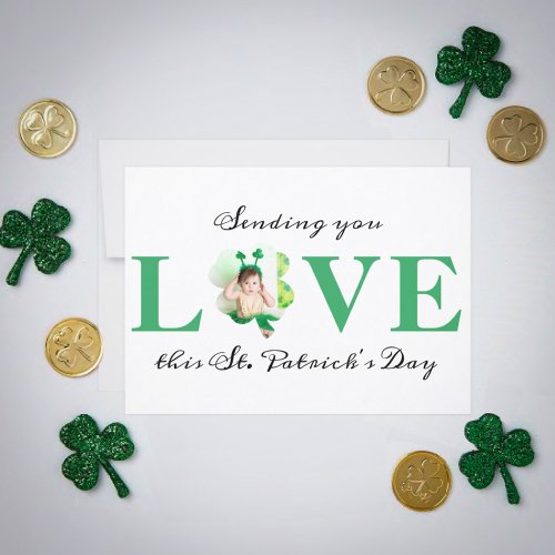 Sending you Love Photo Shamrock St Patricks Day Card