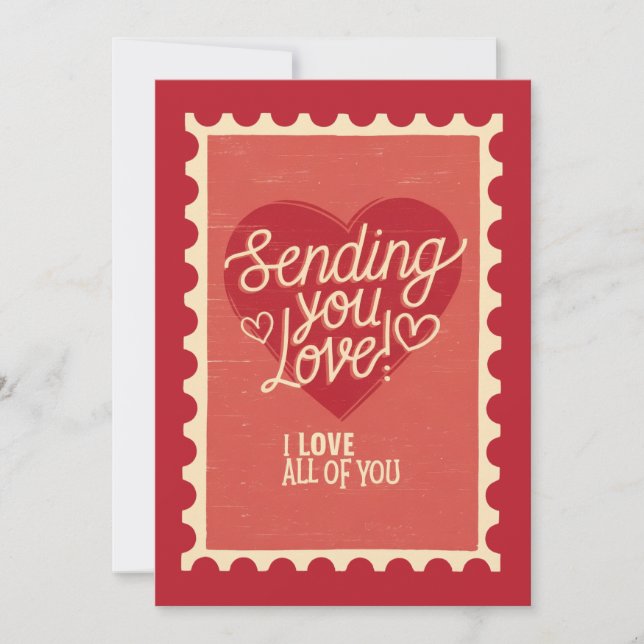 Sending you love Vintage Valentine greeting card (Front)
