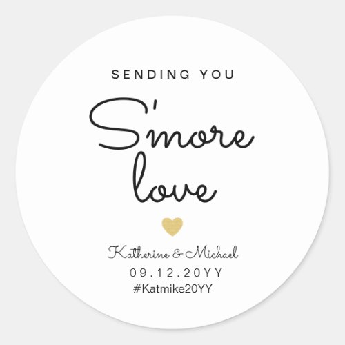 Sending you smore love fun wedding favor classic round sticker