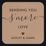 Sending You S'more Love Wedding Sticker, Kraft Square Sticker<br><div class="desc">These are the perfect little stickers. You can customize the text,  as well as change the colors.</div>