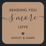 Sending You S'more Love Wedding Sticker, Kraft Square Sticker<br><div class="desc">These are the perfect little stickers. You can customize the text,  as well as change the colors.</div>