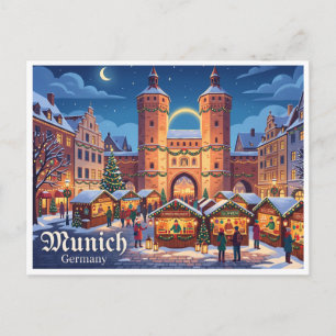 Sendlinger Tor Christmas Scene Munich Germany Postcard