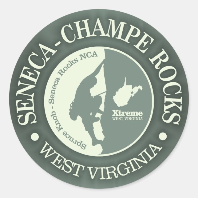 Seneca & Champe Rocks (Climbing) Classic Round Sticker (Front)