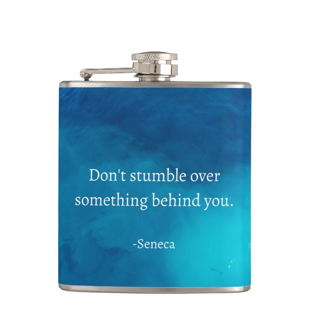 Seneca: Focus Forward, Don't Stumble on Past Flask (Front)