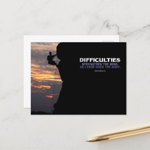 Seneca Inspirational Quote "Difficulties" Postcard
