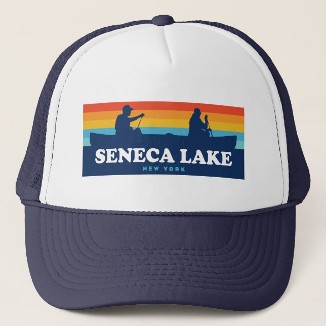 Seneca Lake New York Canoe Trucker Hat (Front)