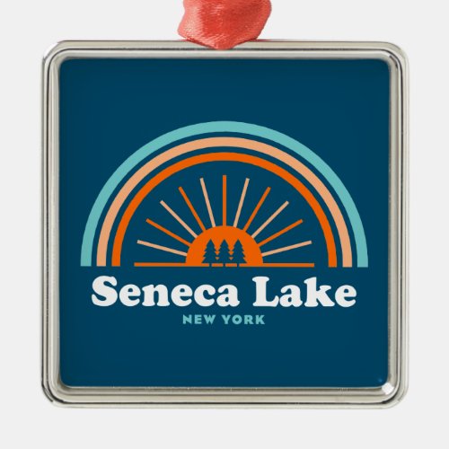 Seneca Lake New York Rainbow Metal Ornament