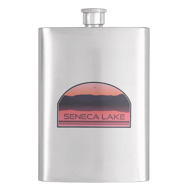 Seneca Lake New York Red Sunrise Flask (Front)