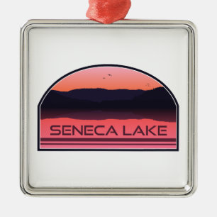 Seneca Lake New York Red Sunrise Metal Ornament