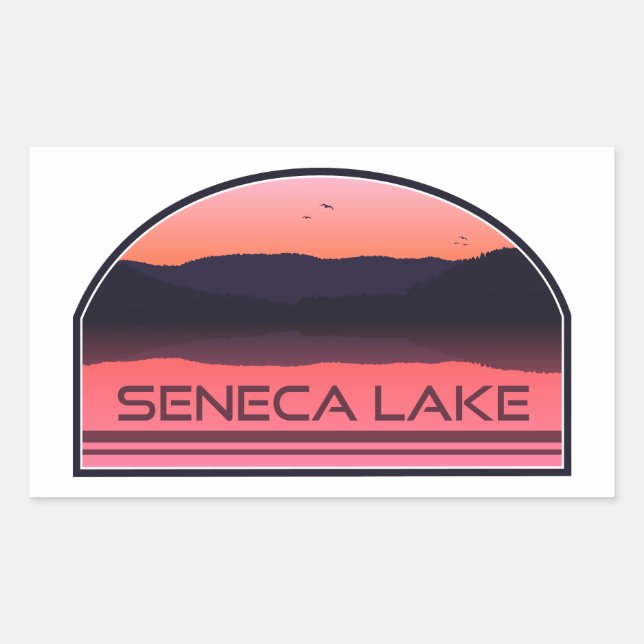 Seneca Lake New York Red Sunrise Rectangular Sticker (Front)