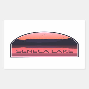 Seneca Lake New York Red Sunrise Rectangular Sticker