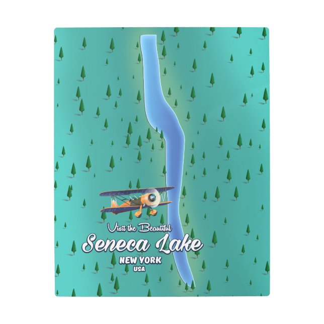 Seneca Lake, NYC lake map Metal Print (Front)