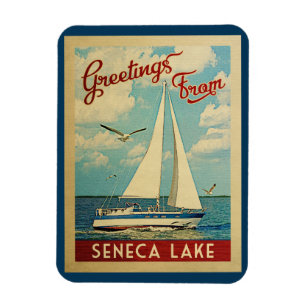 Seneca Lake Sailboat Vintage Travel New York Magnet