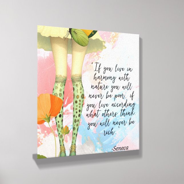 Seneca Quote Whimsical Modern Collage Canvas Photo Tile (Angled)