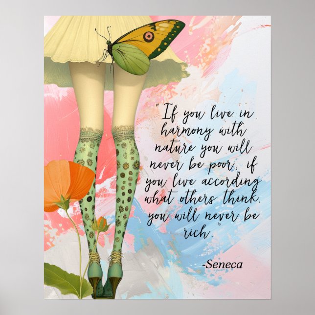 Seneca Quote Whimsical Modern Collage Poster (Front)