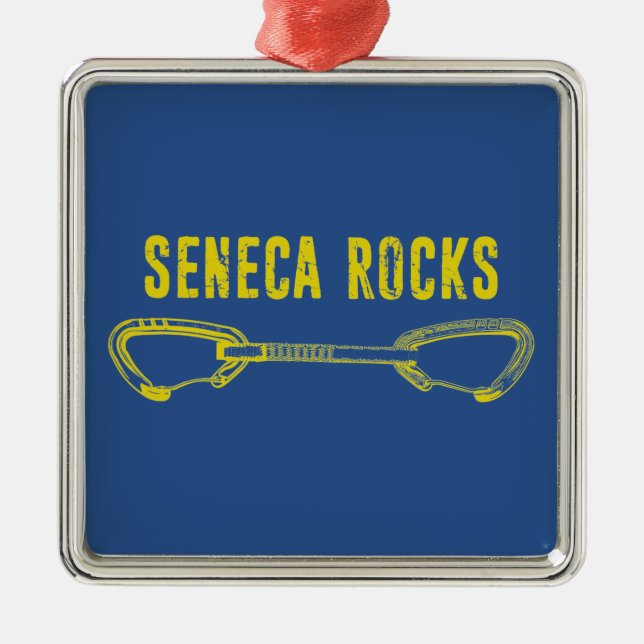 Seneca Rocks Climbing Quickdraw Metal Ornament (Front)