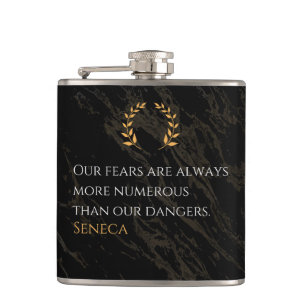 Seneca's Insight: Fears Compared to Real Dangers Flask