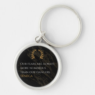 Seneca's Insight: Fears Compared to Real Dangers Keychain