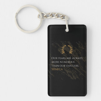 Seneca's Insight: Fears Compared to Real Dangers Keychain