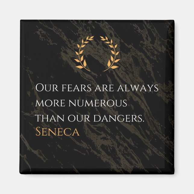 Seneca's Insight: Fears Compared to Real Dangers Magnet (Front)