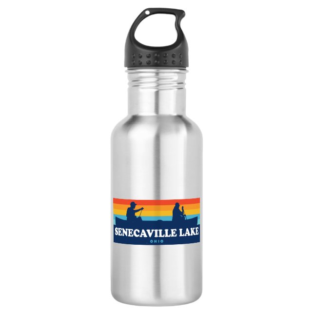 Senecaville Lake Ohio Canoe Stainless Steel Water Bottle (Front)