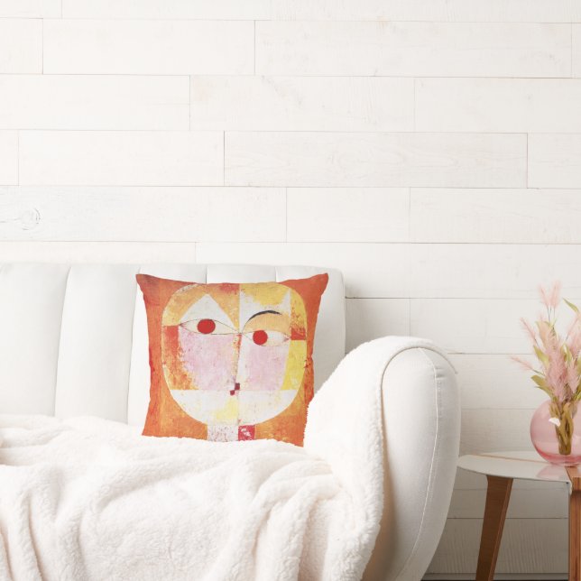 Senecio Cubist Portrait Paul Klee Throw Pillow (Couch)
