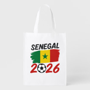 Senegal 2026 Soccer Fan Design with Star Football Grocery Bag
