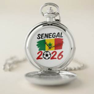 Senegal 2026 Soccer Fan Design with Star Football Pocket Watch