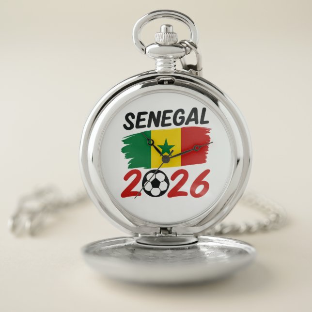 Senegal 2026 Soccer Fan Design with Star Football Pocket Watch (Inside)