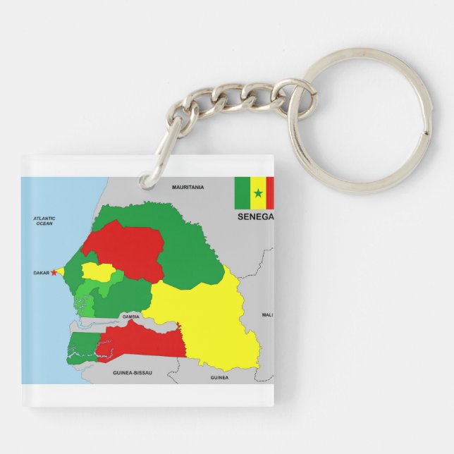 senegal country map flag keychain (Back)